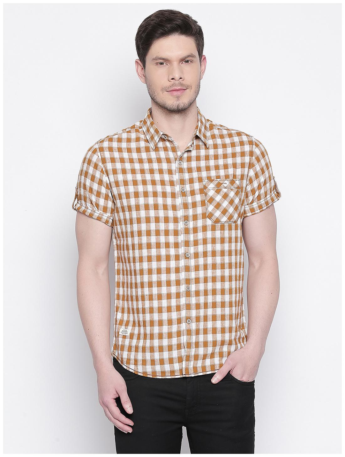 

Mufti Men White Brown Checked Slim Fit Casual Shirt