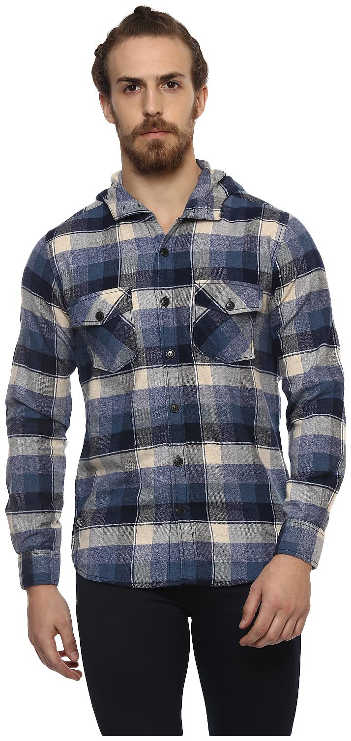 

Mufti Men Blue Checked Slim Fit Casual Shirt