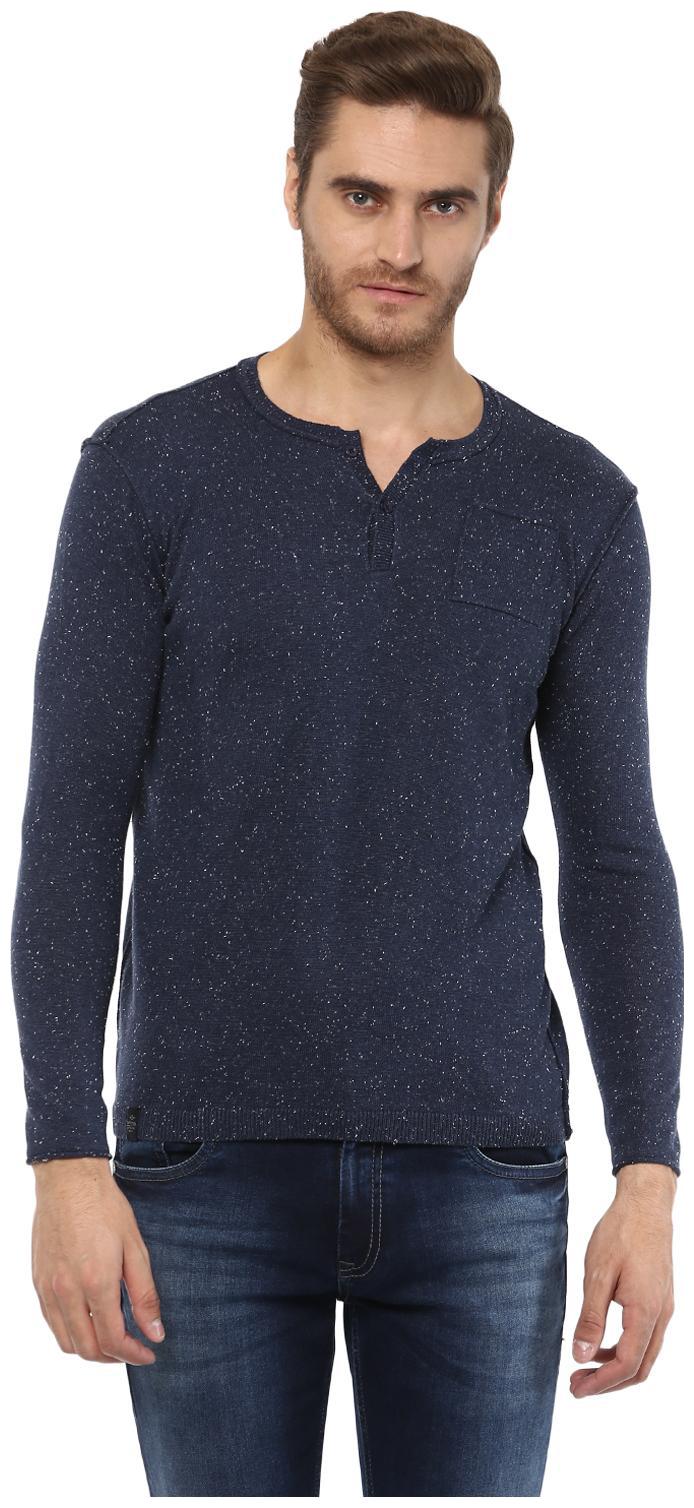 

Mufti Men Blue Henley neck Sweatshirt
