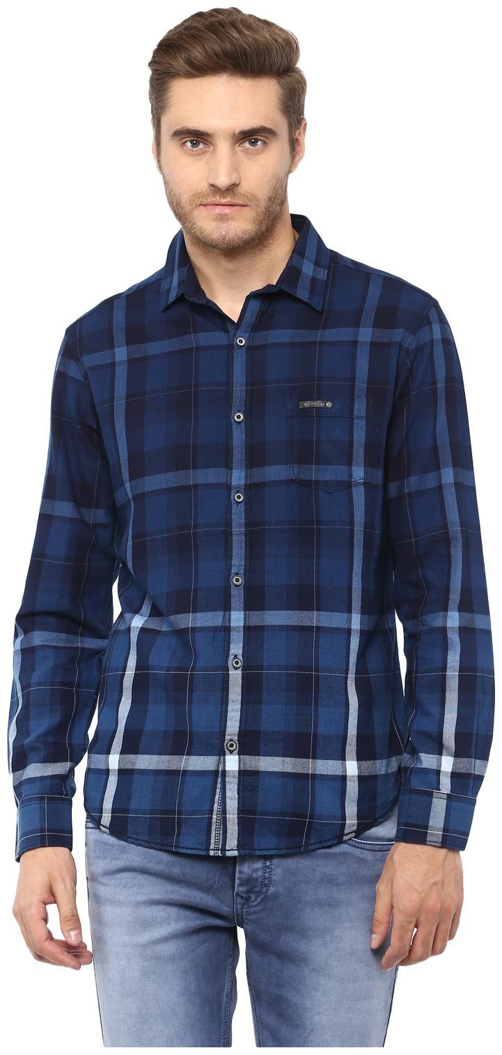 

Mufti Men Blue Checked Slim Fit Casual Shirt
