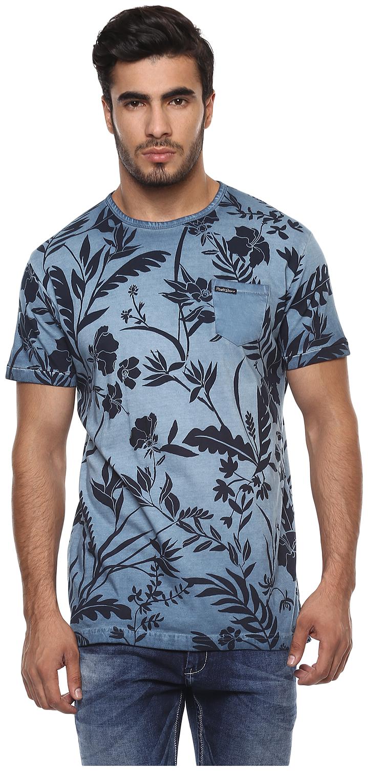 

Mufti Men Blue Slim fit Cotton Round neck T-Shirt - Pack Of 1