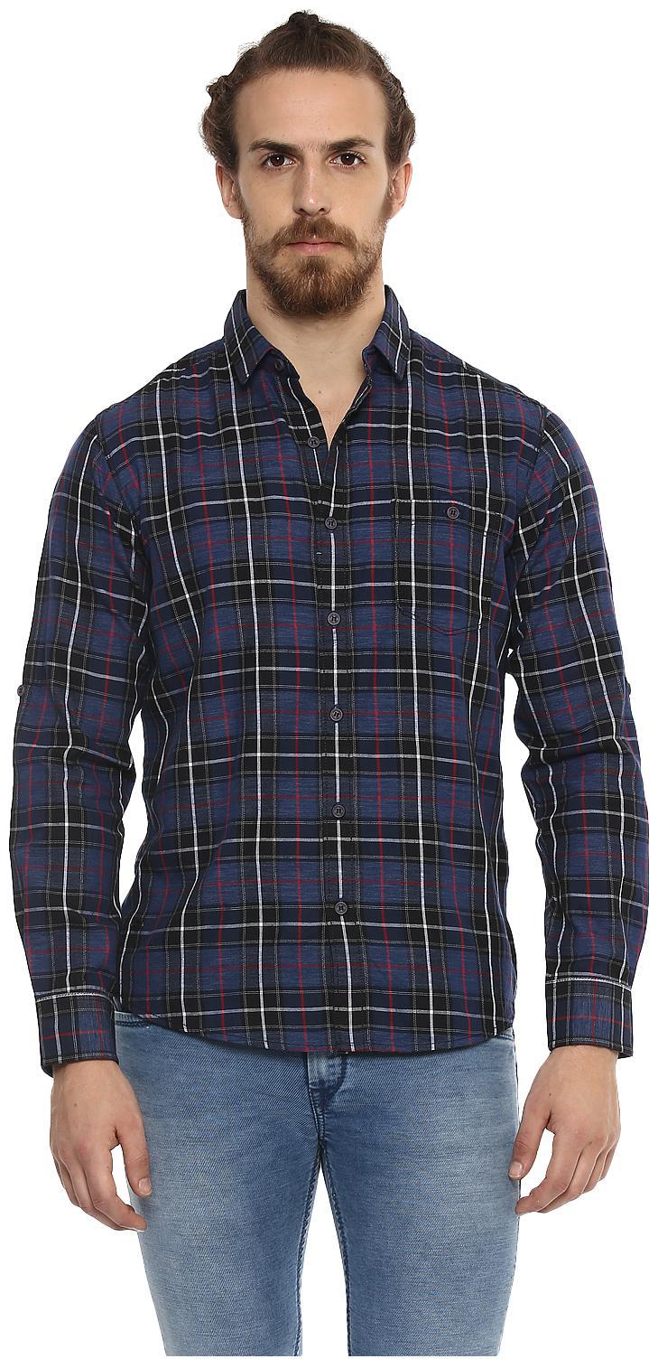 

Mufti Men Blue Checked Slim Fit Casual Shirt