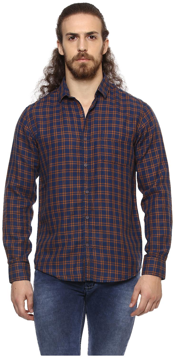 

Mufti Men Blue Checked Slim Fit Casual Shirt