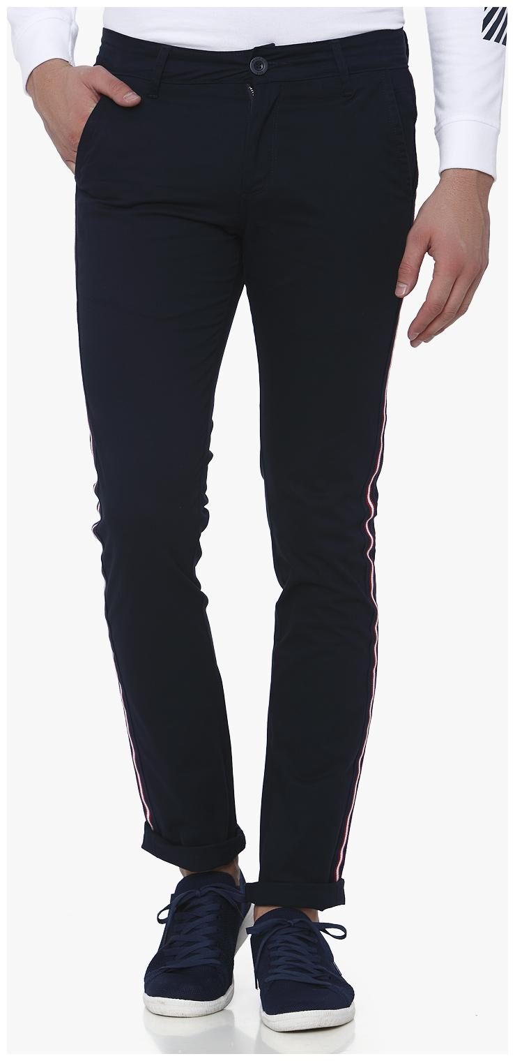 

Mufti Men Blue Striped Slim fit Regular trousers