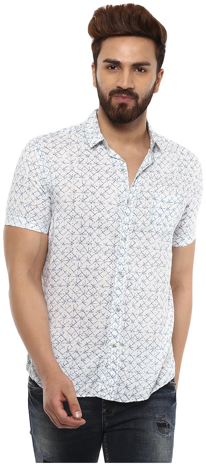 

Mufti Men Blue Printed Slim Fit Casual Shirt