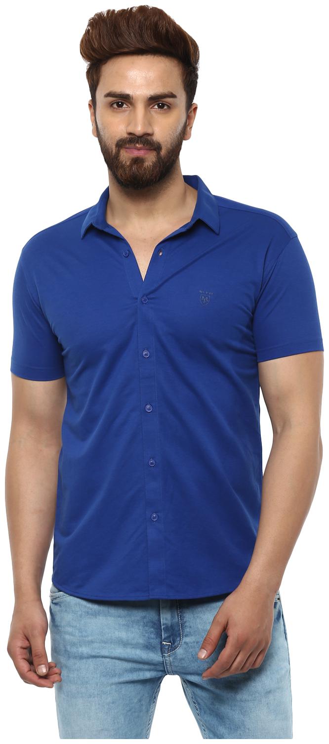 

Mufti Men Blue Solid Slim Fit Casual Shirt