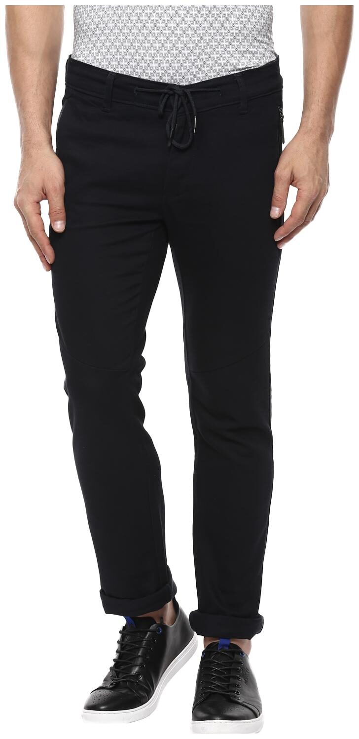 

Mufti Men Black Solid Slim fit Regular trousers