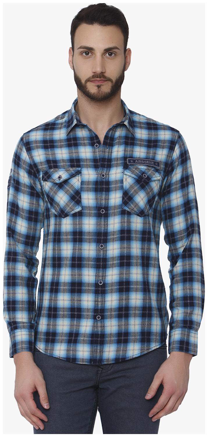 

Mufti Men Blue Checked Slim Fit Casual Shirt