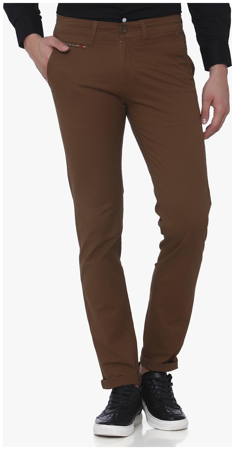

Mufti Men Brown Solid Slim fit Regular trousers