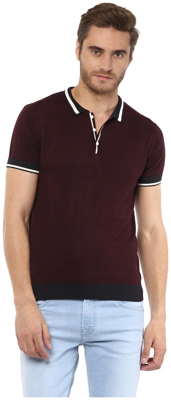 

Mufti Men Maroon Henley neck Sweatshirt
