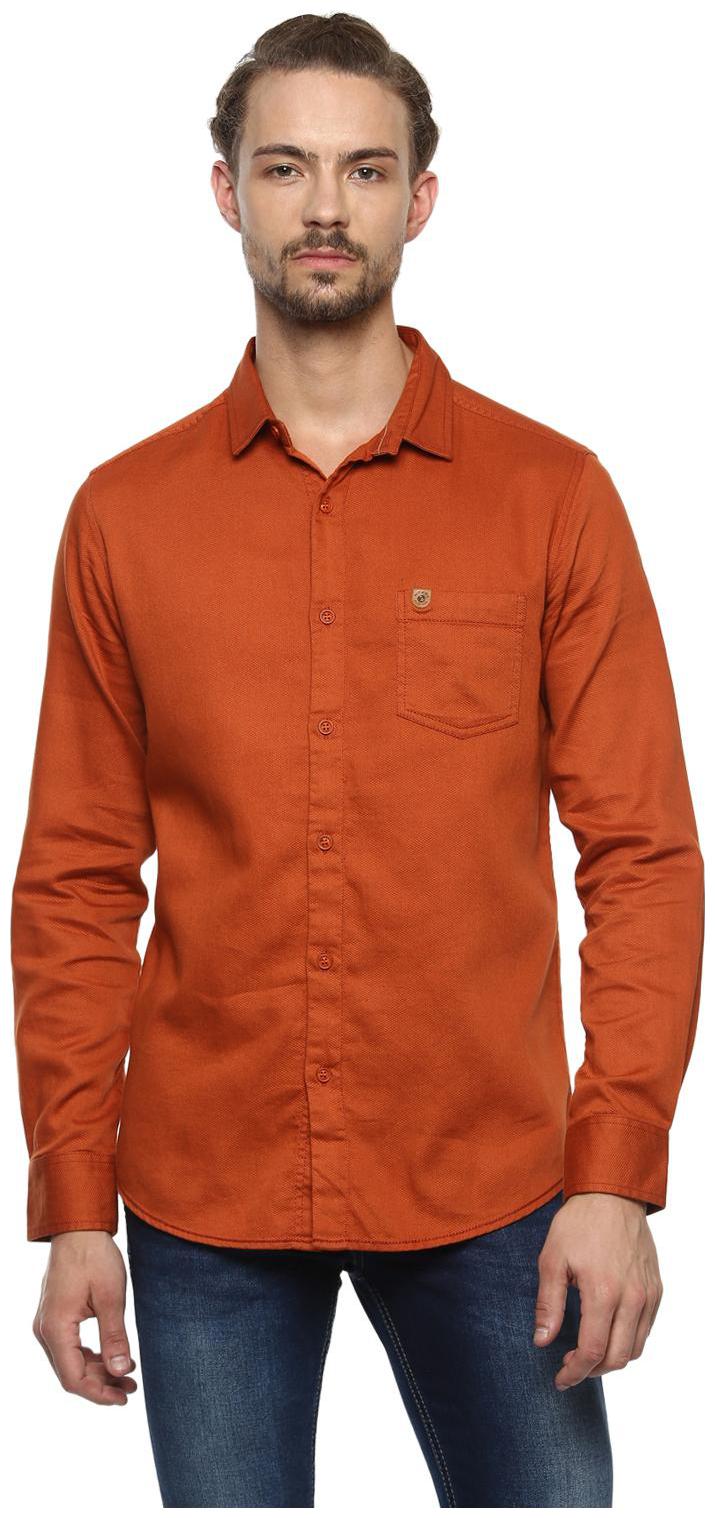 

Mufti Men Brown Solid Slim Fit Casual Shirt