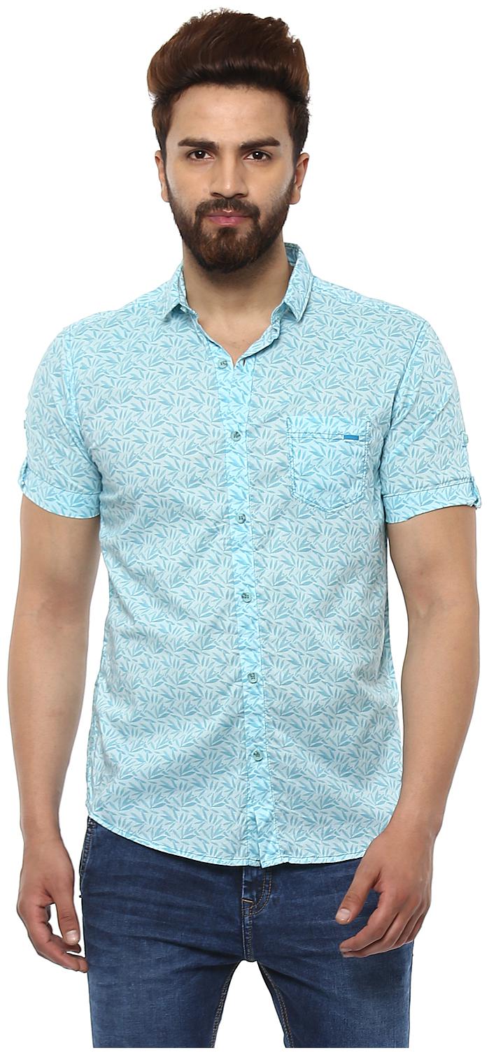 

Mufti Men Blue Printed Slim Fit Casual Shirt