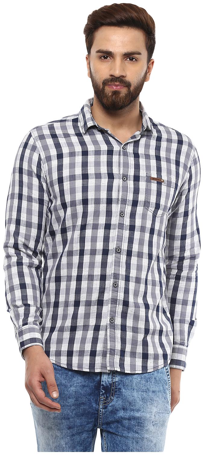 

Mufti Men Blue Checked Slim Fit Casual Shirt