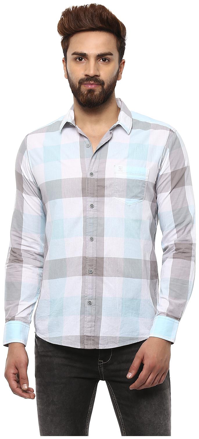 

Mufti Men Blue Checked Slim Fit Casual Shirt