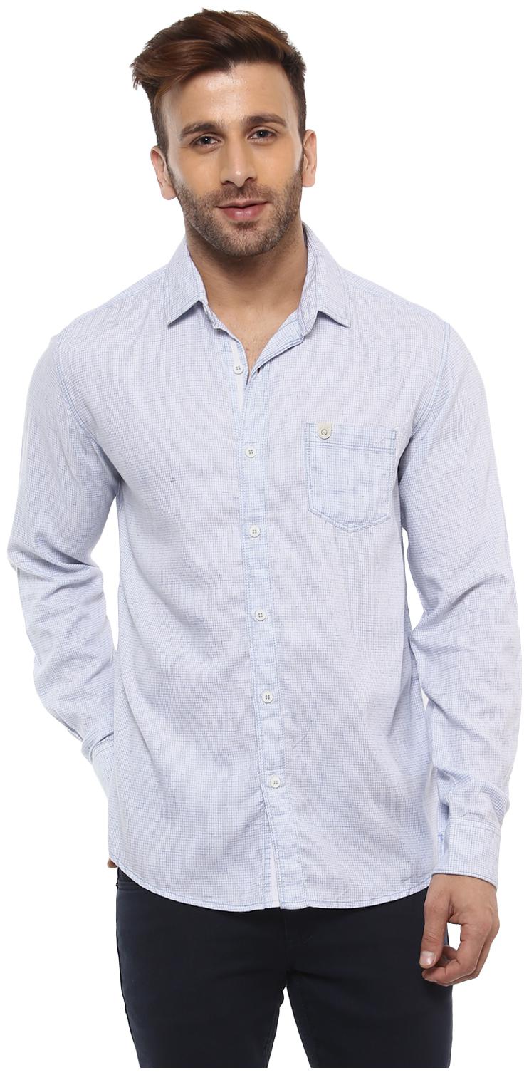 

Mufti Men Blue Checked Slim Fit Casual Shirt