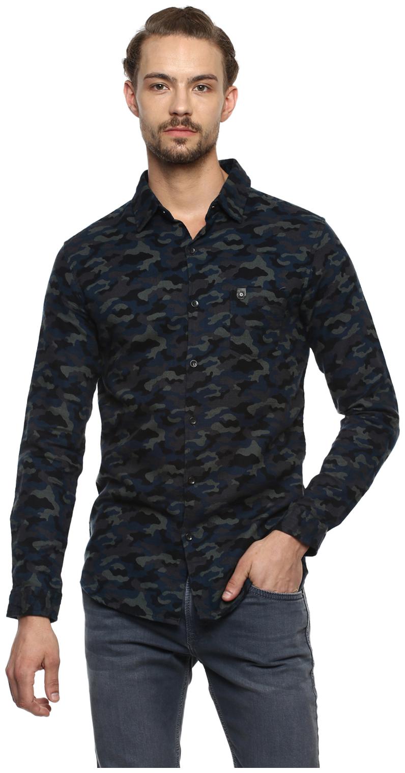 

Mufti Men Blue Camouflage Slim Fit Casual Shirt