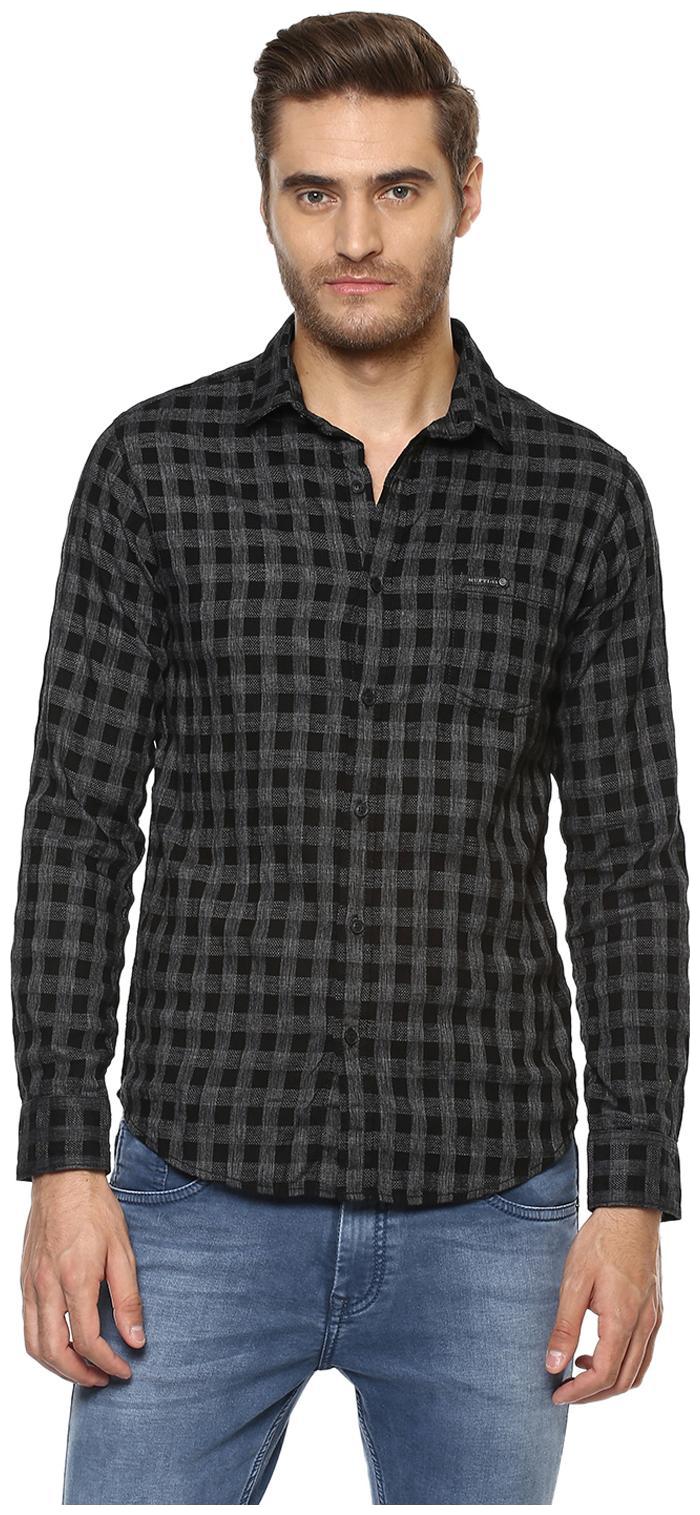 

Mufti Men Black Checked Slim Fit Casual Shirt