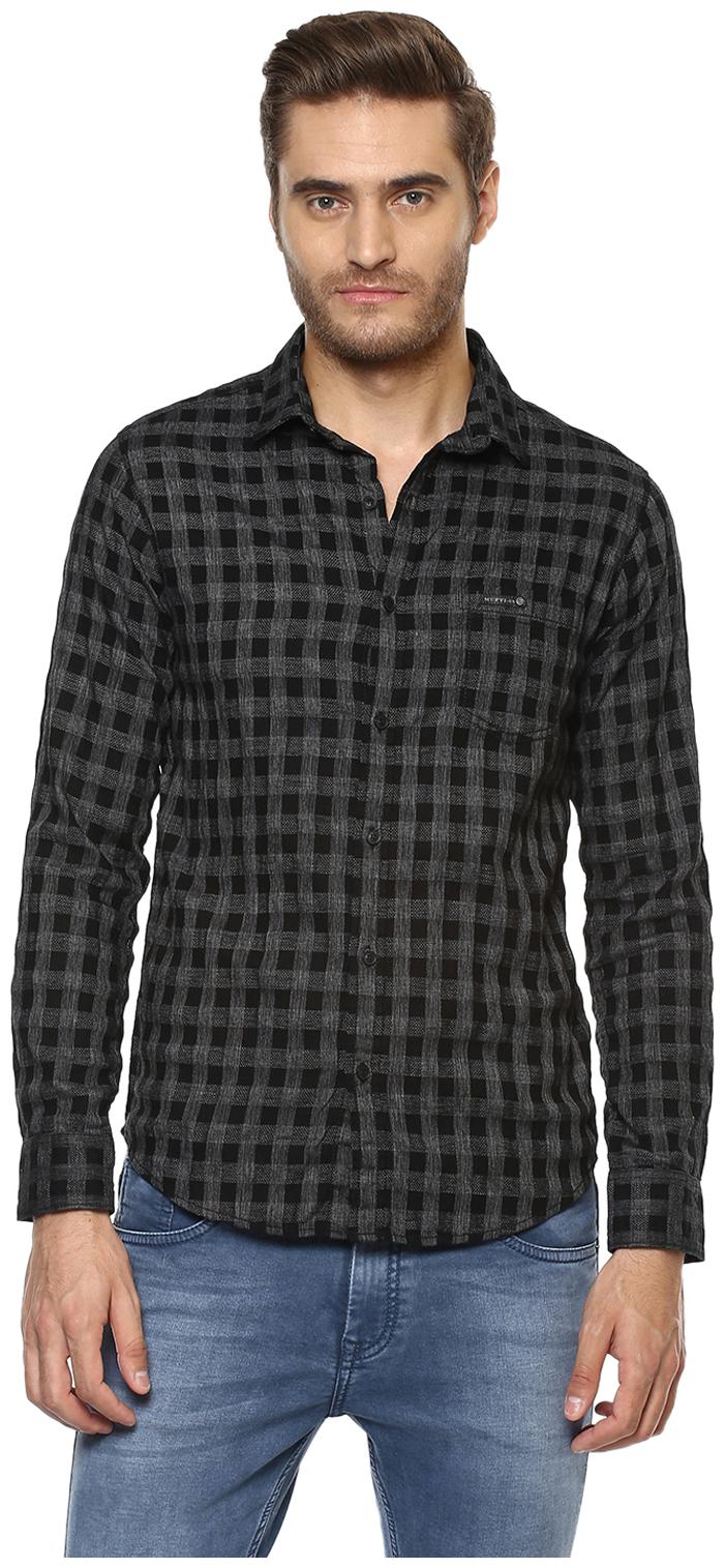 

Mufti Men Grey Checked Slim Fit Casual Shirt