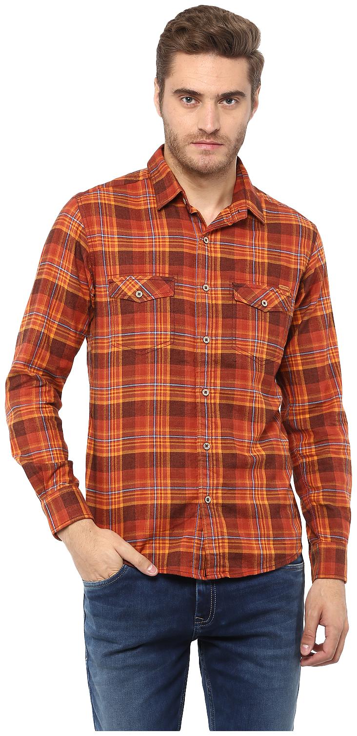 

Mufti Men Red Checked Slim Fit Casual Shirt