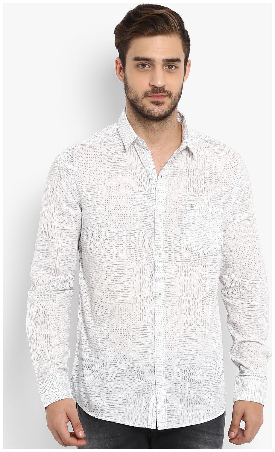 

Mufti Men White Floral Slim Fit Casual Shirt