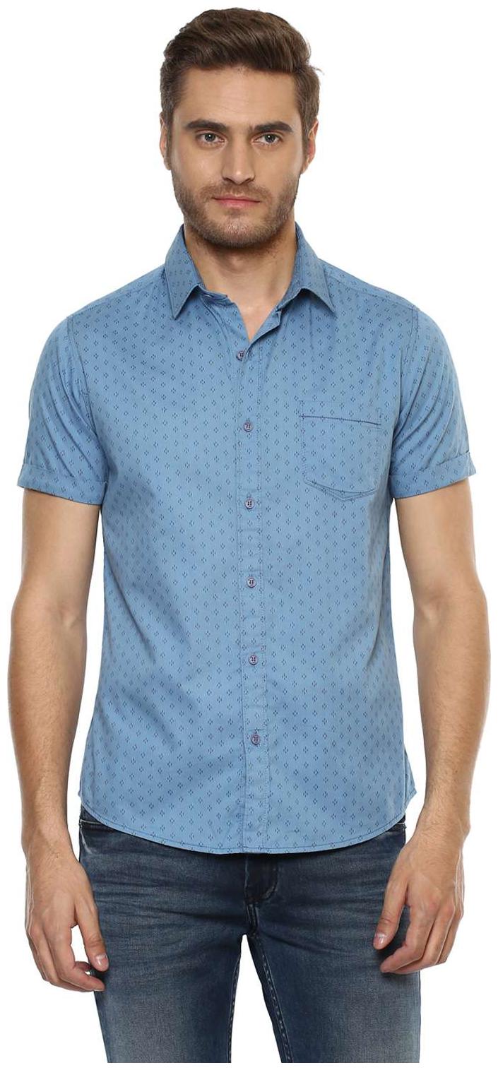 

Mufti Men Blue Printed Regular Fit Casual Shirt