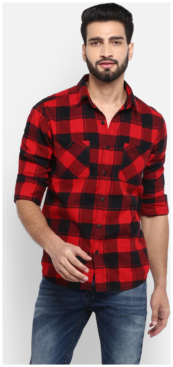 

Mufti Men Red Checked Slim Fit Casual Shirt