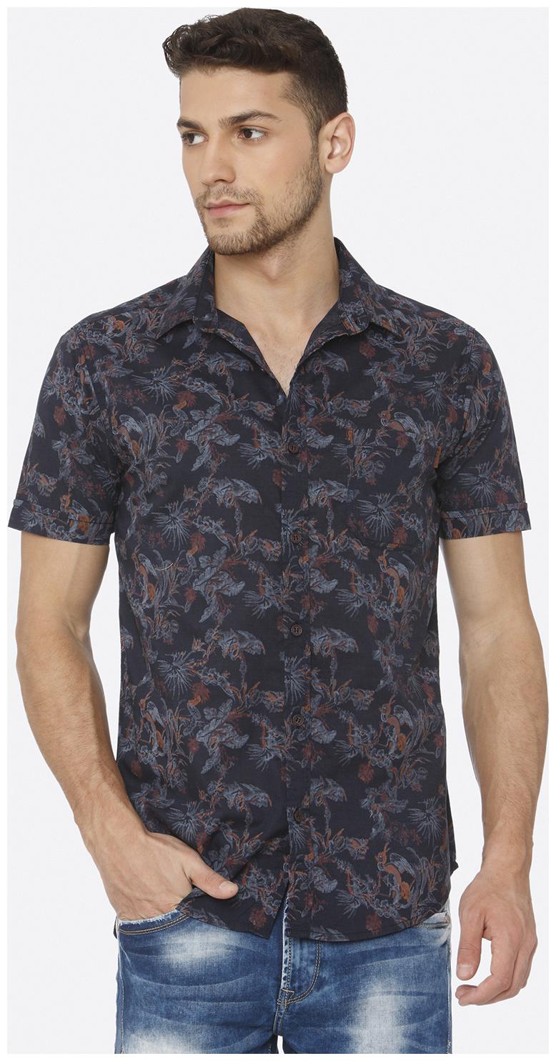 

Mufti Men Blue Printed Slim Fit Casual Shirt