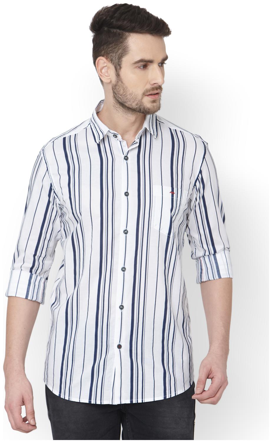 

Mufti Cotton Striped White Color Casual Shirt For Men