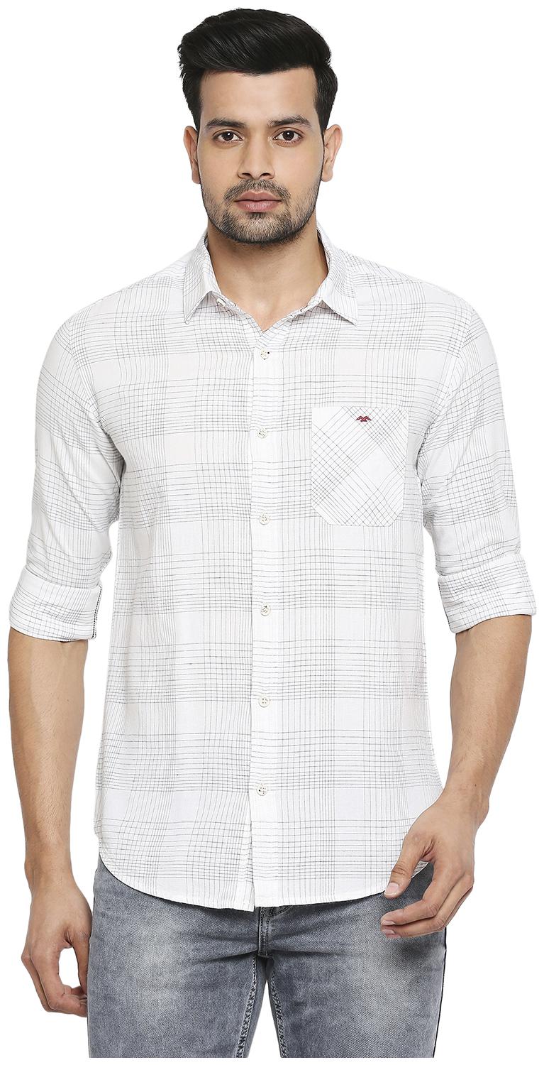 

Mufti Men White Checked Slim Fit Casual Shirt