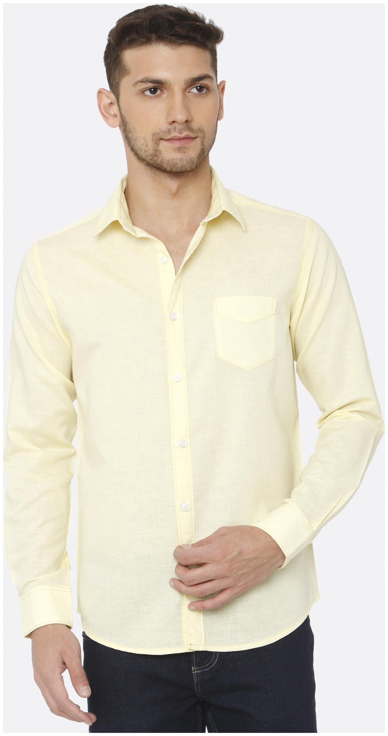 

Mufti Men Yellow Solid Slim Fit Casual Shirt
