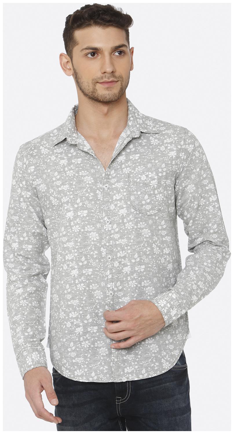 

Mufti Men Grey Printed Slim Fit Casual Shirt