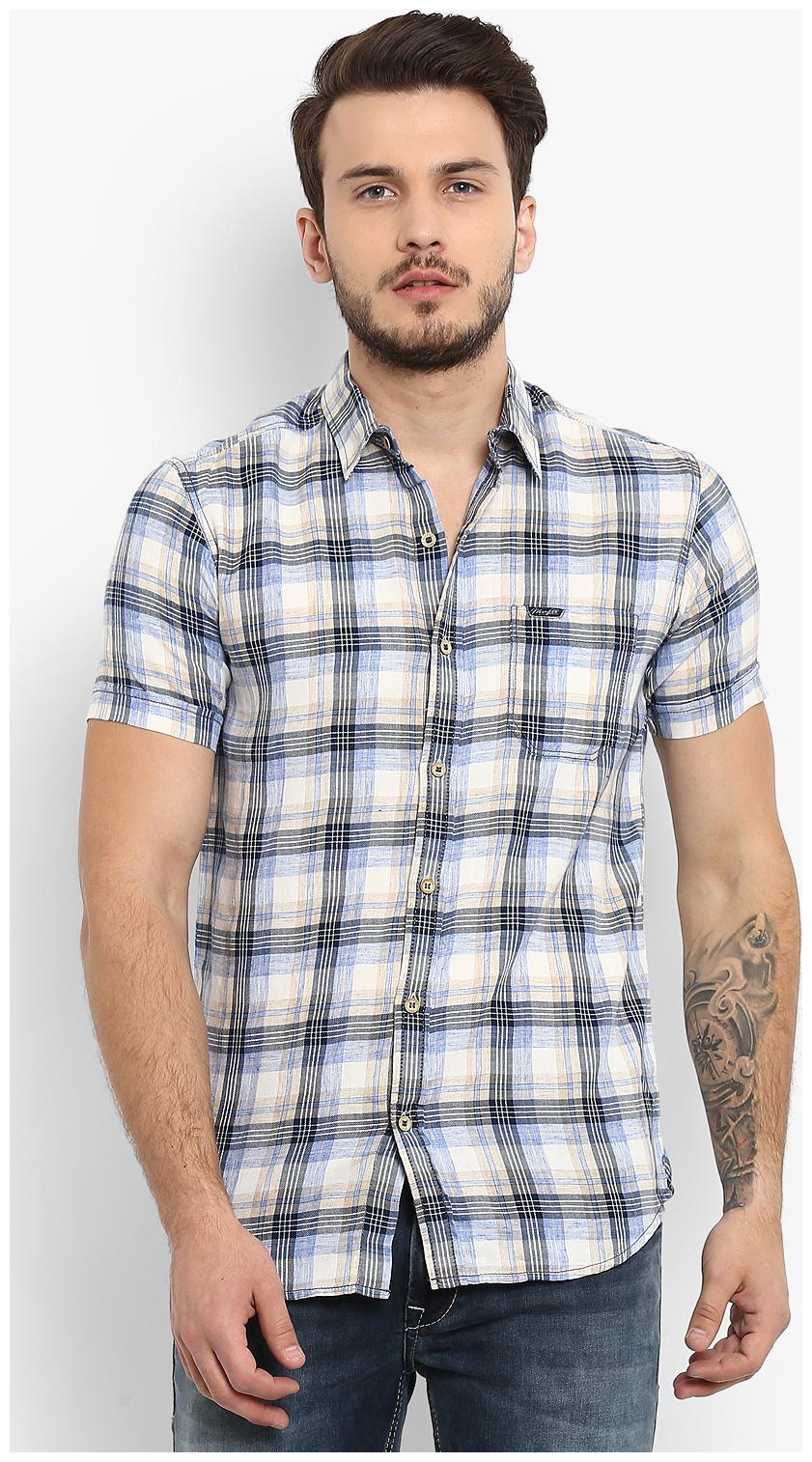 

Mufti Men Blue Checked Slim Fit Casual Shirt
