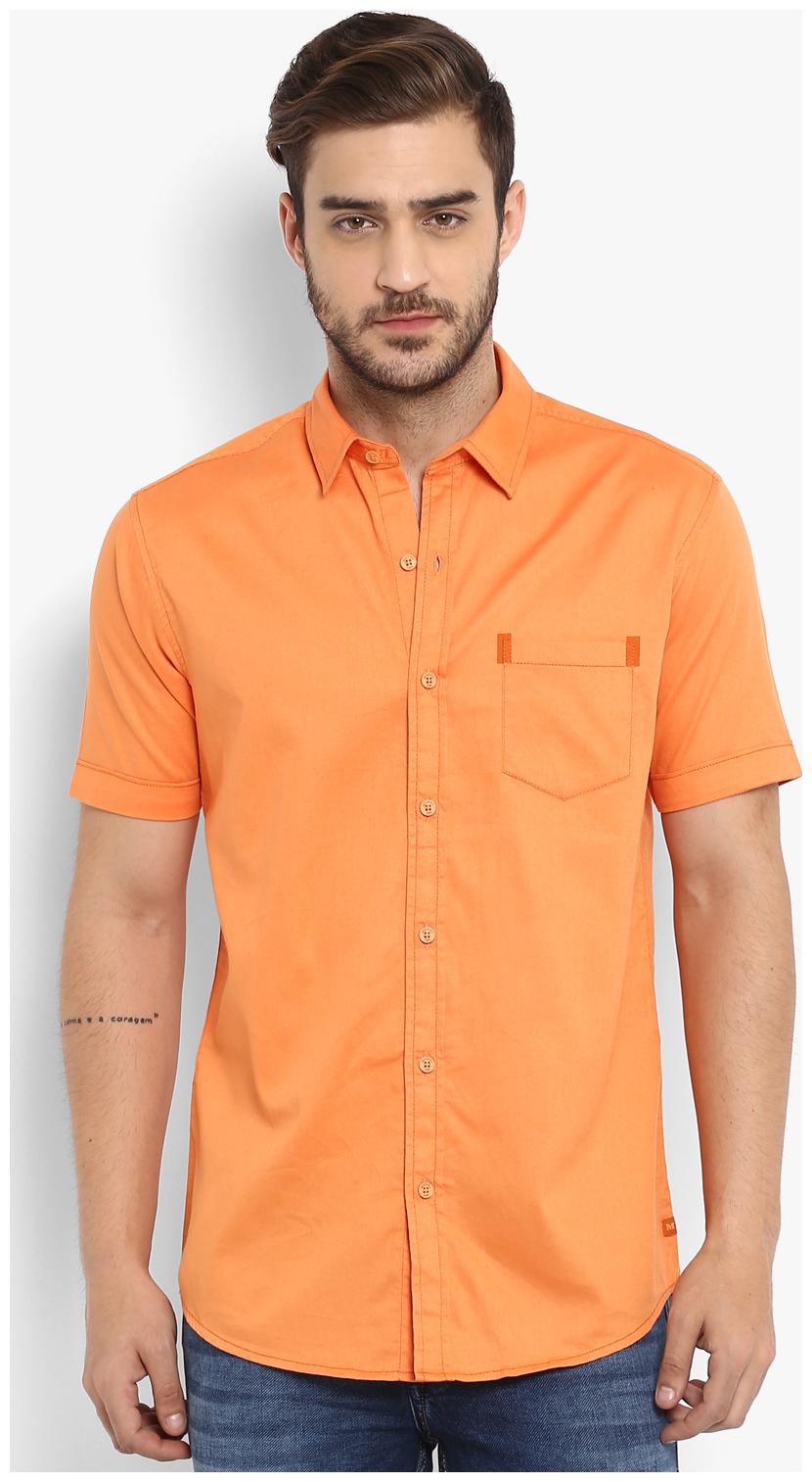 

Mufti Men Orange Solid Slim Fit Casual Shirt