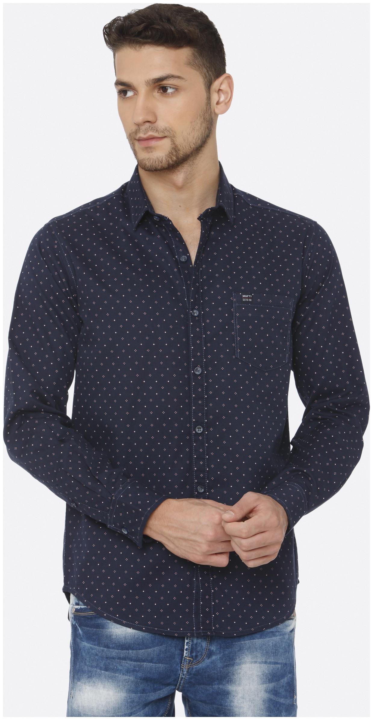 

Mufti Men Blue Printed Slim Fit Casual Shirt