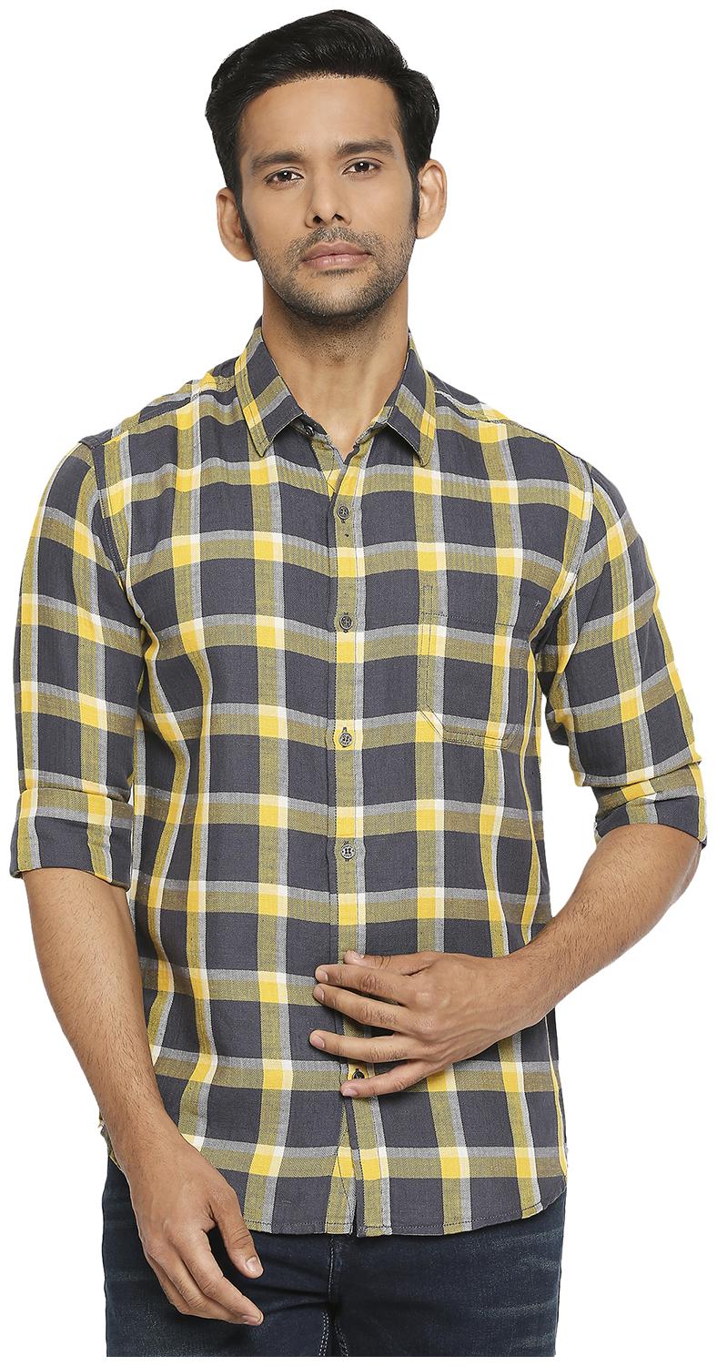 

Mufti Men Grey Checked Slim Fit Casual Shirt