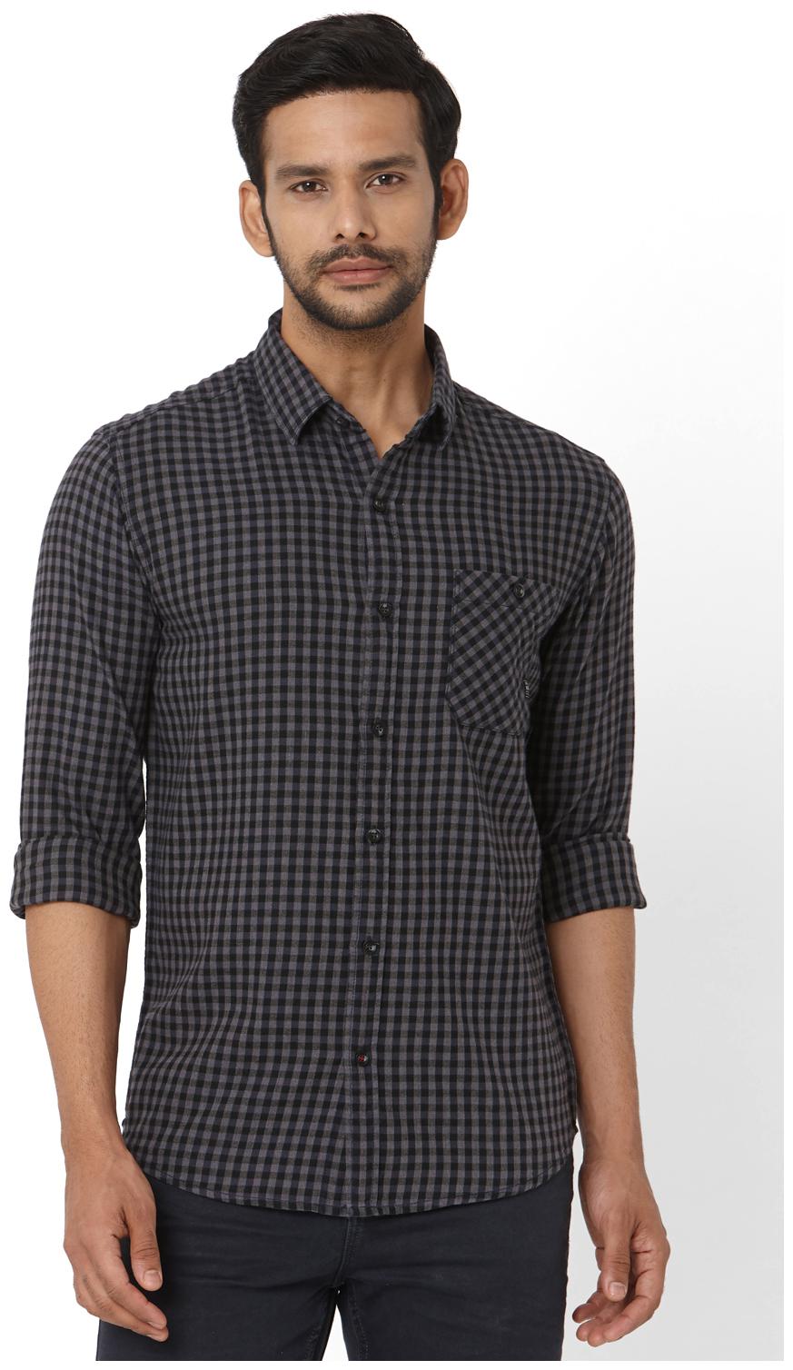 

Mufti Men Grey Checked Slim Fit Casual Shirt