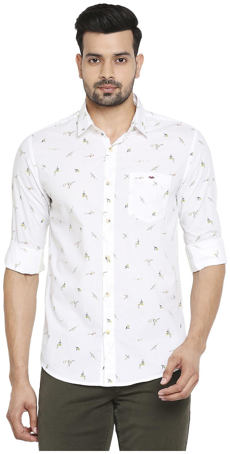 

Mufti Men White Floral Slim Fit Casual Shirt