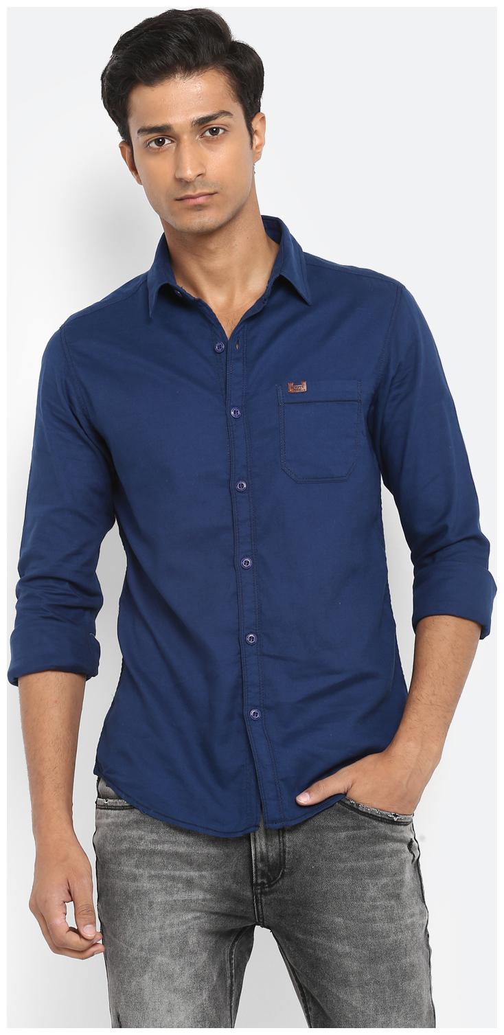 

Mufti Men Blue Solid Slim Fit Casual Shirt