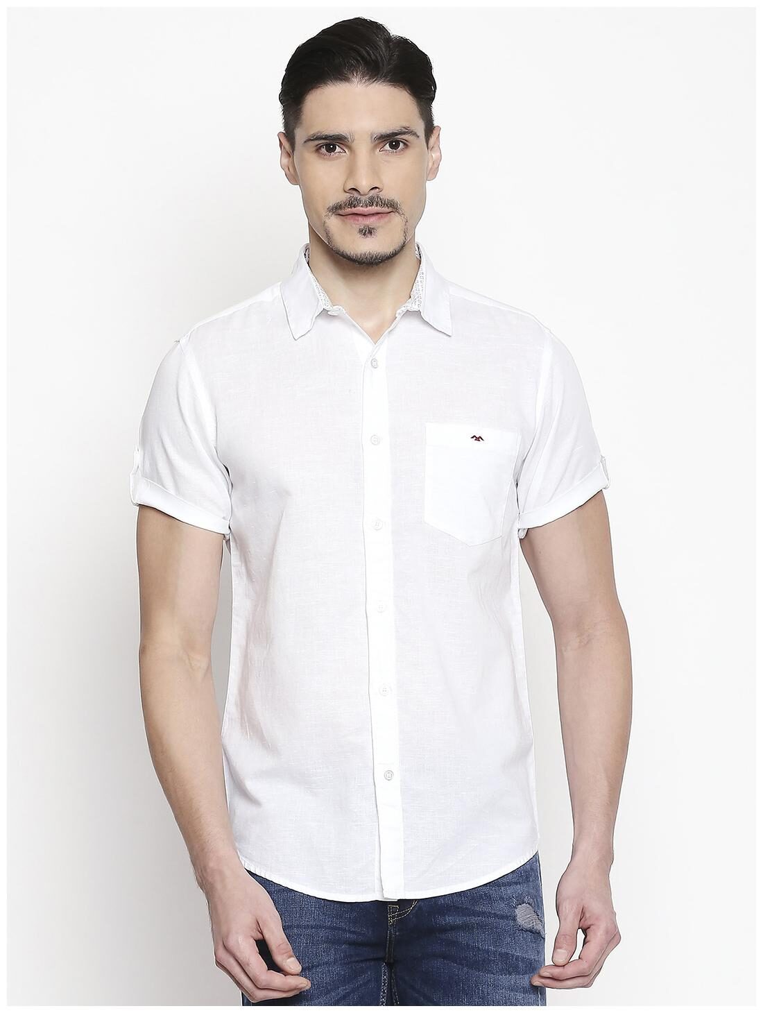 

Mufti Men White Solid Slim Fit Casual Shirt