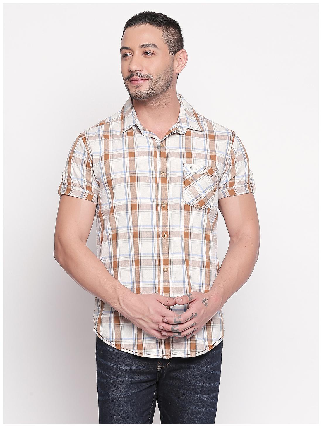 

Mufti Men White Checked Slim Fit Casual Shirt