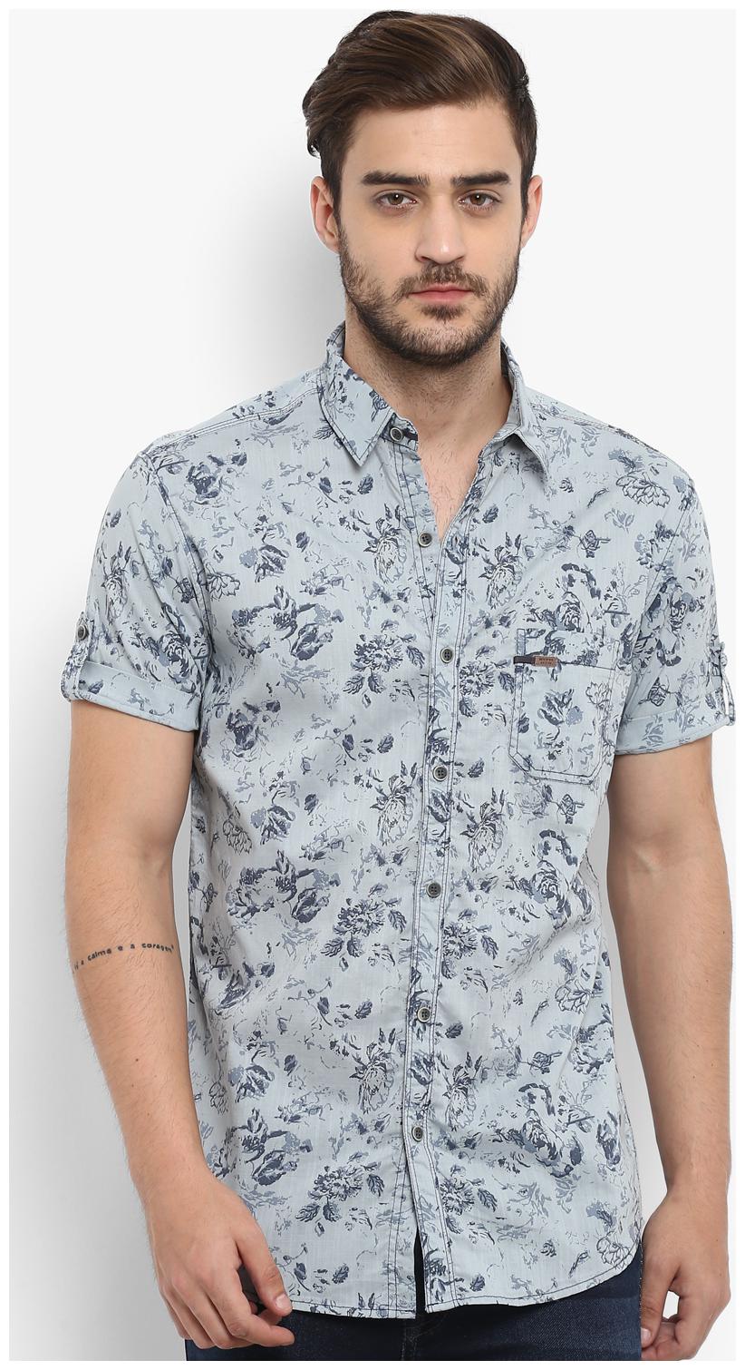 

Mufti Men Grey Floral Slim Fit Casual Shirt