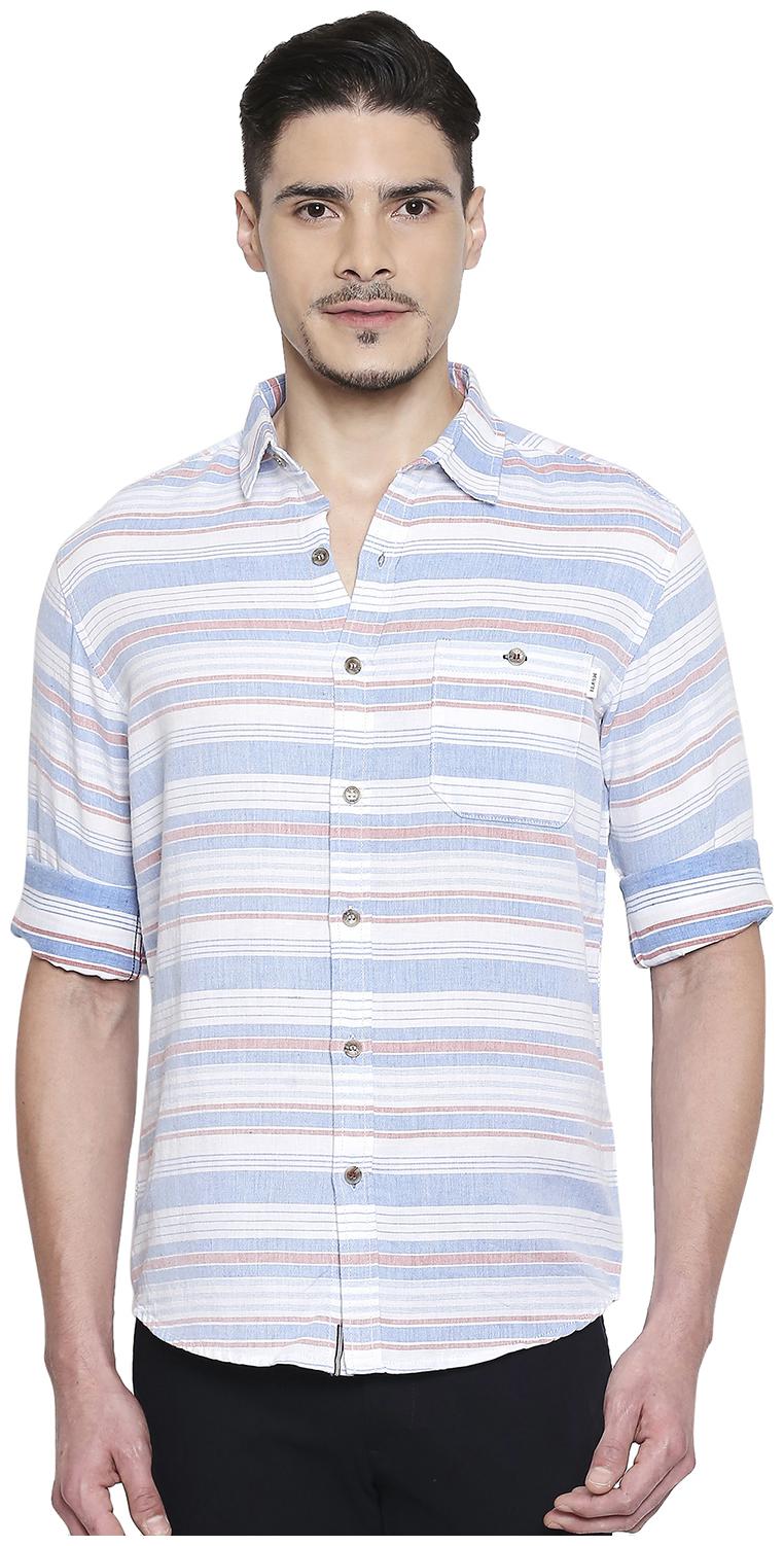 

Mufti Cotton Striped White Color Casual Shirt For Men