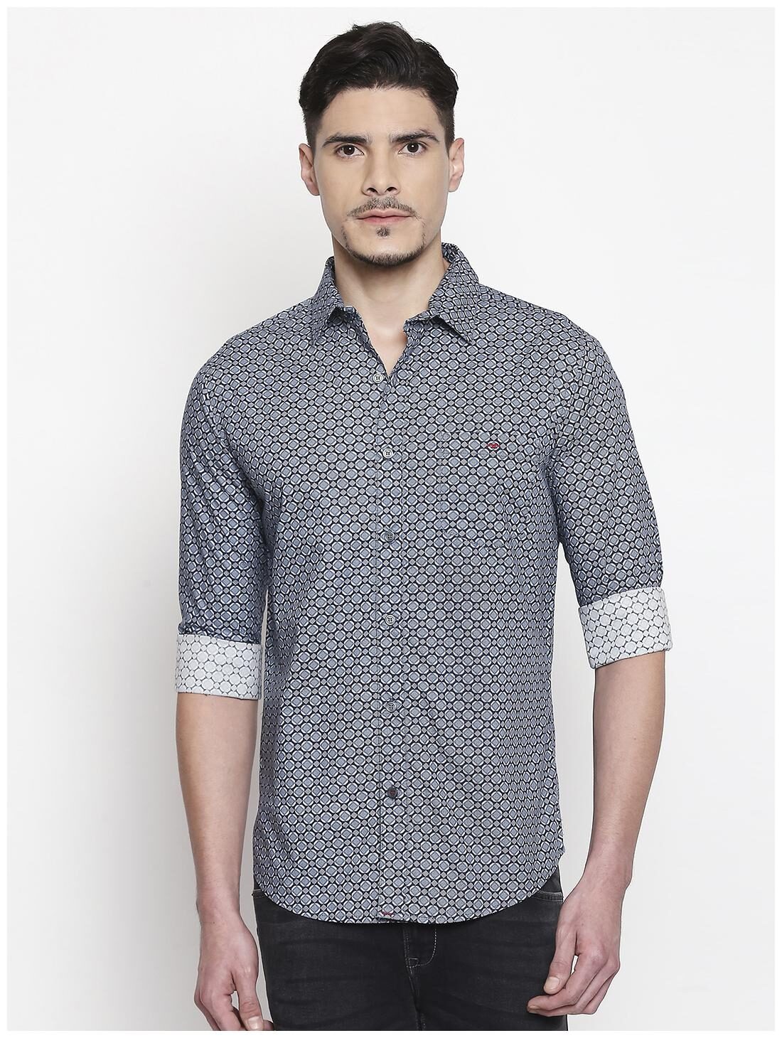 

Mufti Men Blue Printed Slim Fit Casual Shirt