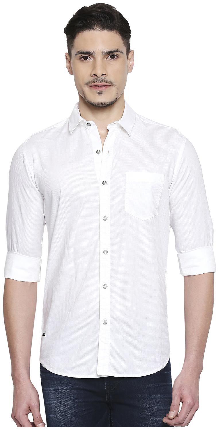 

Mufti Men White Solid Slim Fit Casual Shirt
