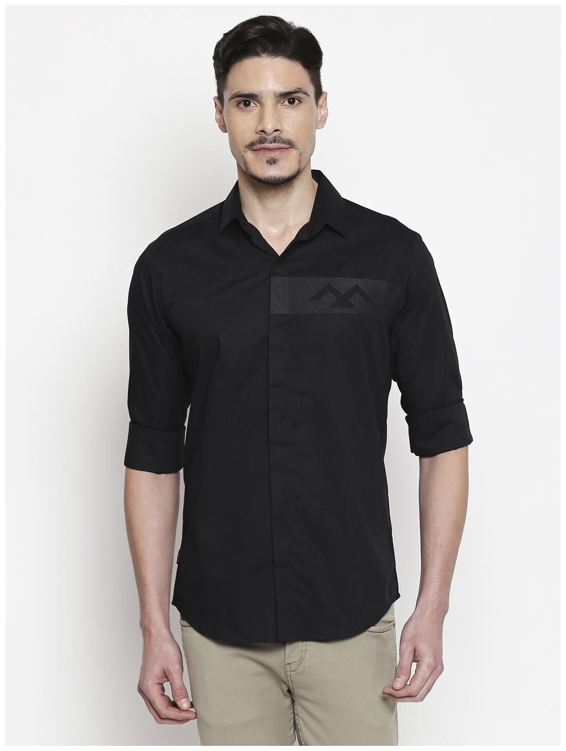 

Mufti Men Black Solid Slim Fit Casual Shirt