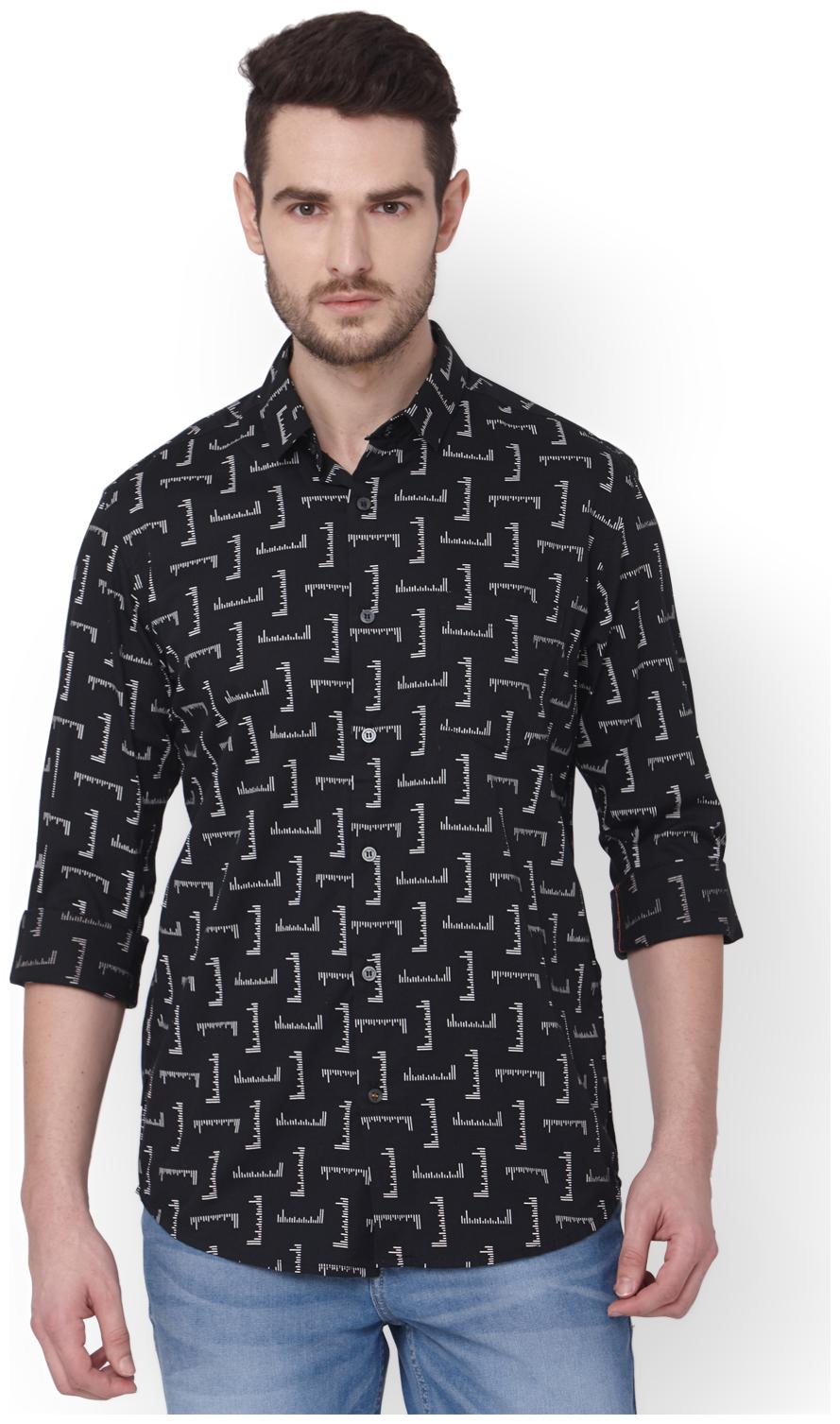 

Mufti Men Black Printed Slim Fit Casual Shirt