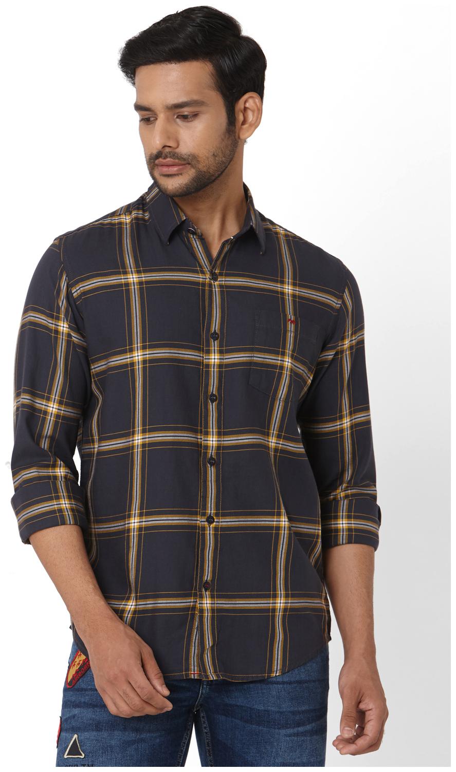 

Mufti Men Grey Checked Slim Fit Casual Shirt