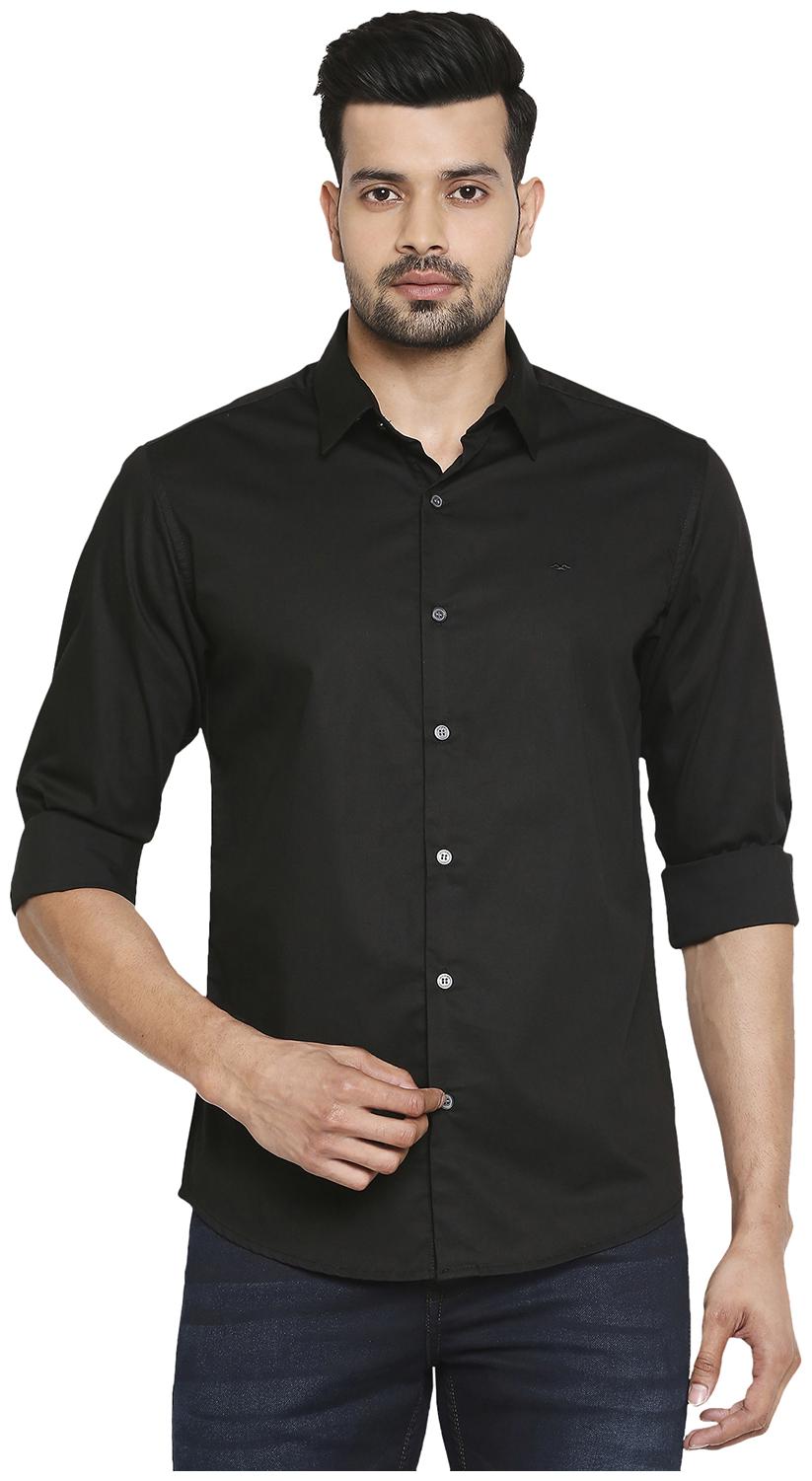 

Mufti Men Black Solid Slim Fit Casual Shirt
