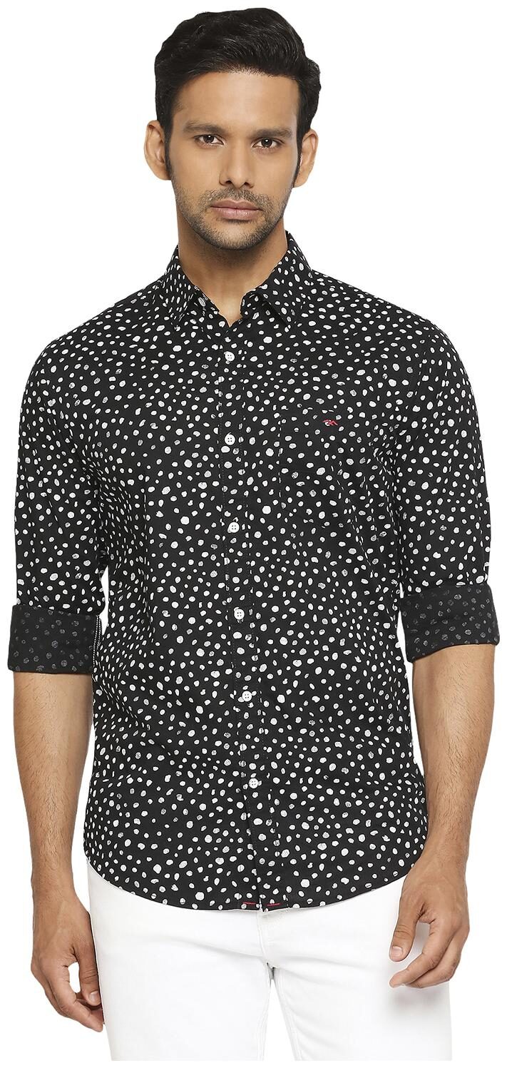 

Mufti Men Black Polka Dots Slim Fit Casual Shirt