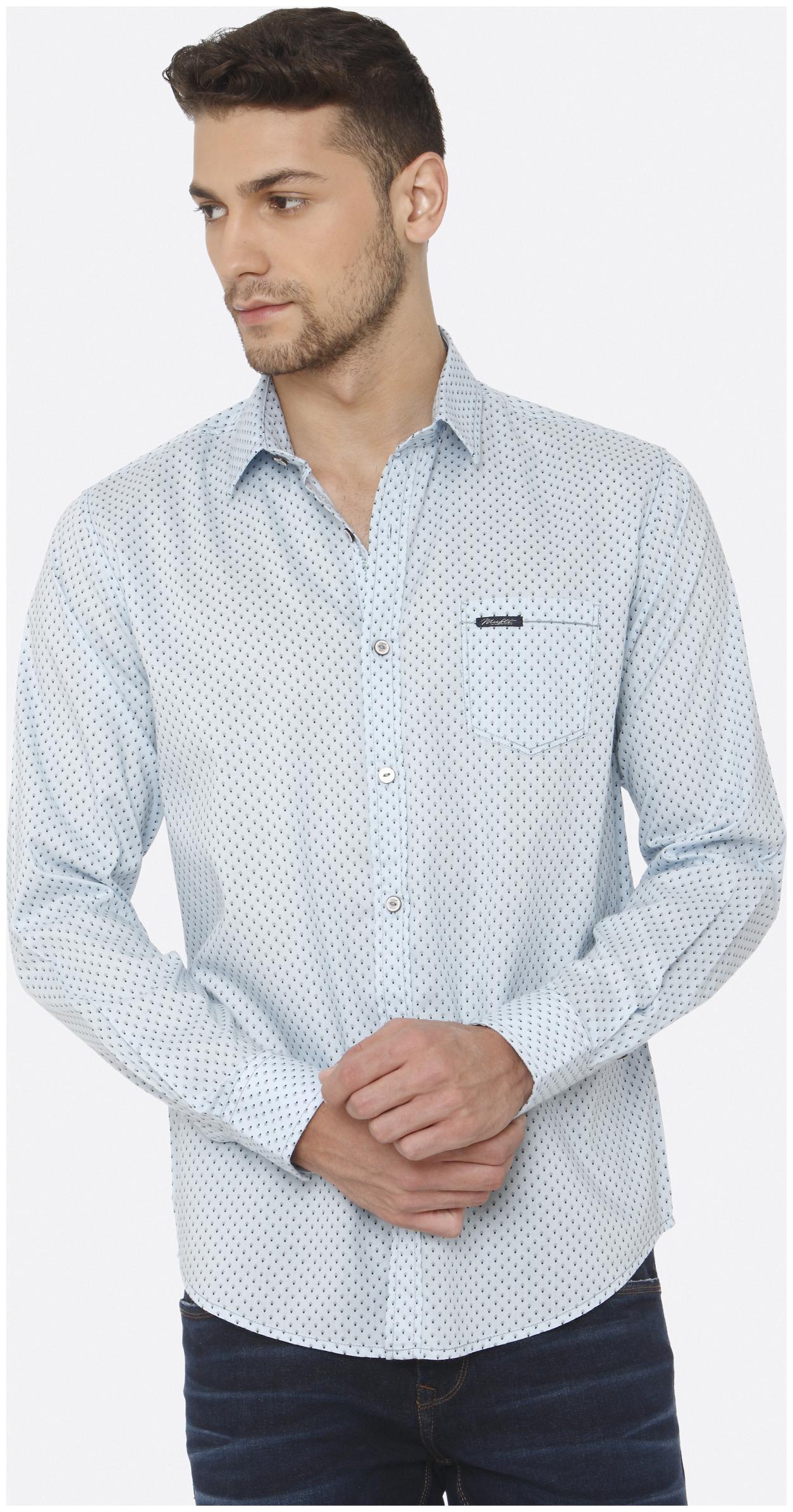 

Mufti Men Blue Printed Slim Fit Casual Shirt